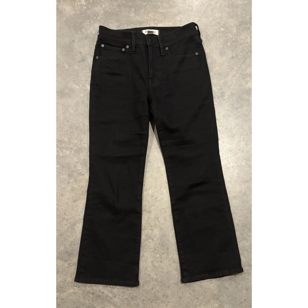 Madewell Mid Rise Kick Out Black Stretch Pockets Denim Women 27 Petites
